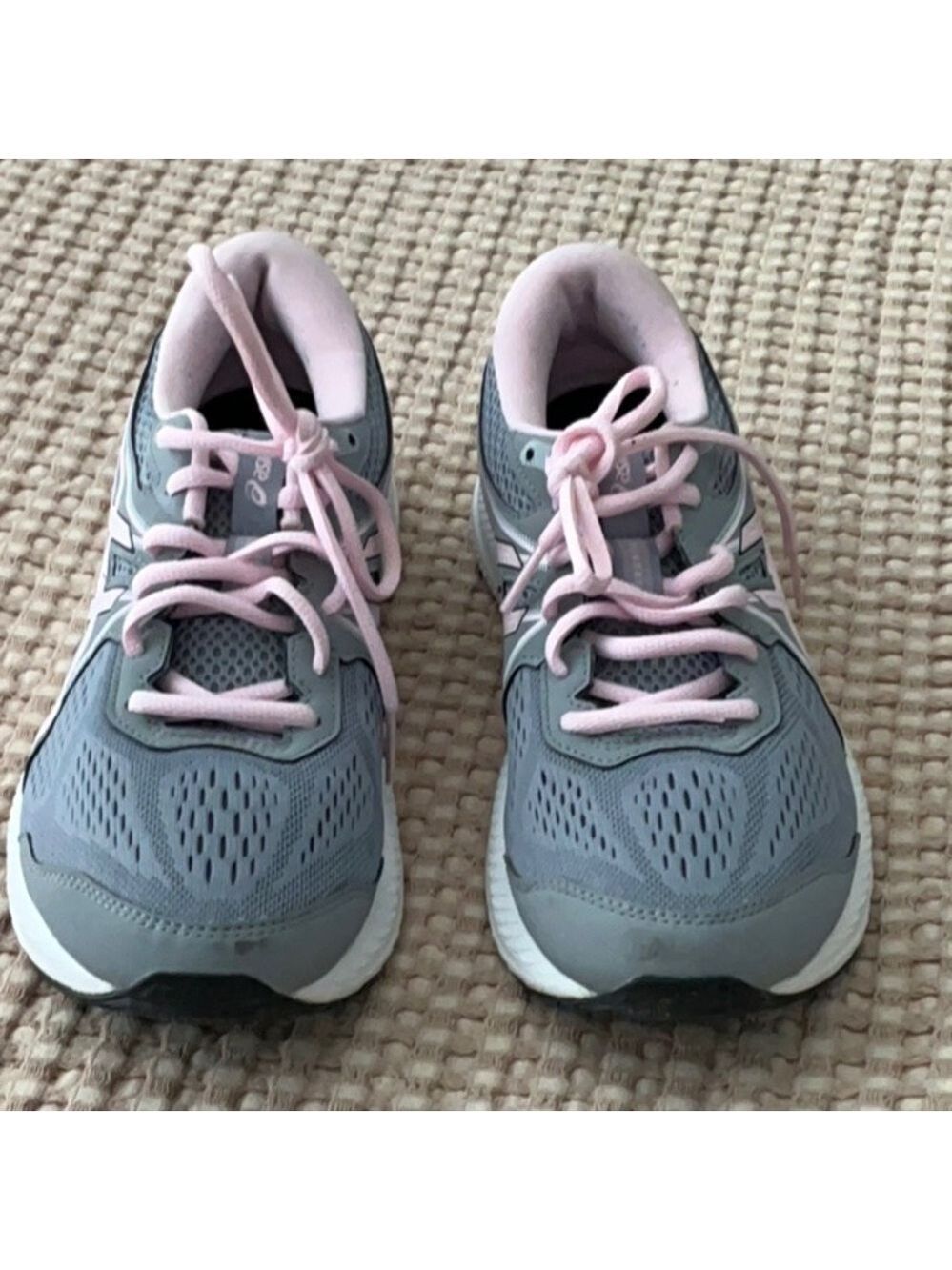 ASICS Women's Gray Pink Running Walking Shoes - Picture 2 of 5